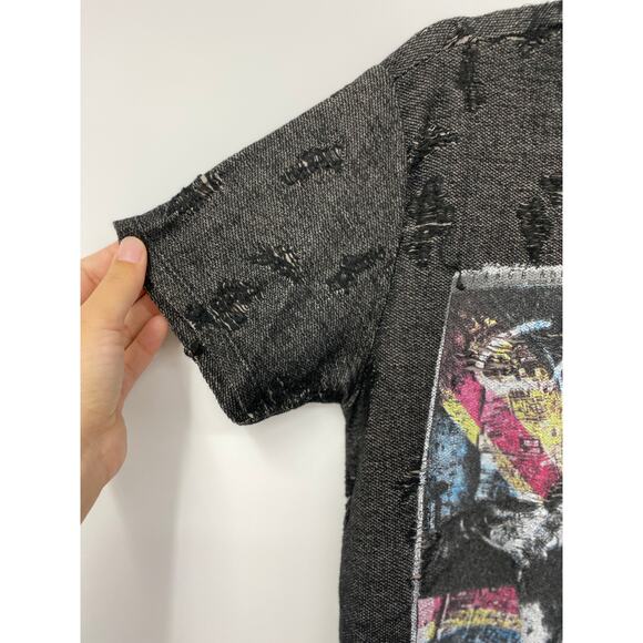 Ricky Rich Mens Gray Short Sleeve Distressed T-shirt Size: Small - Picture 6 of 9